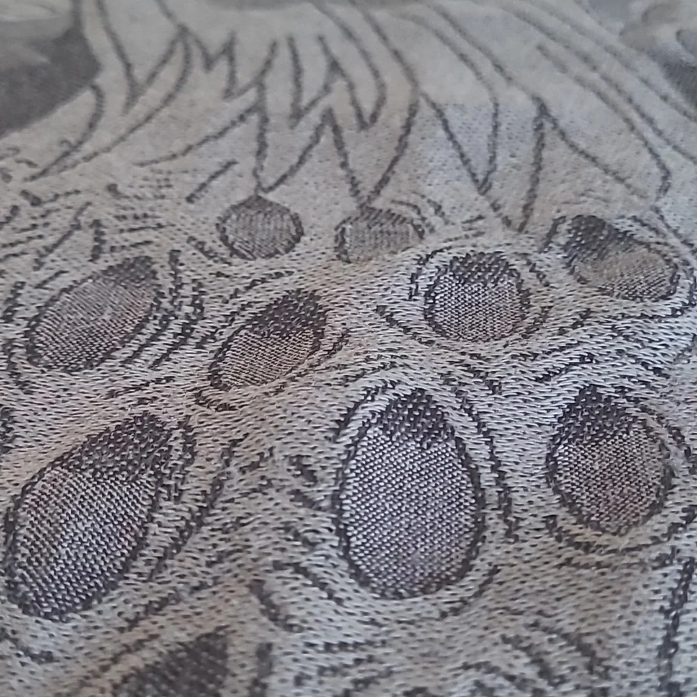 Peacock Pashmina Scarf Gray W Fringe Large